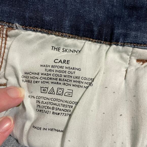 Ann Taylor Womens Jeans Size 4 The Skinny Raw Hem Mid Rise Dark Wash Blue Denim - Picture 7 of 12